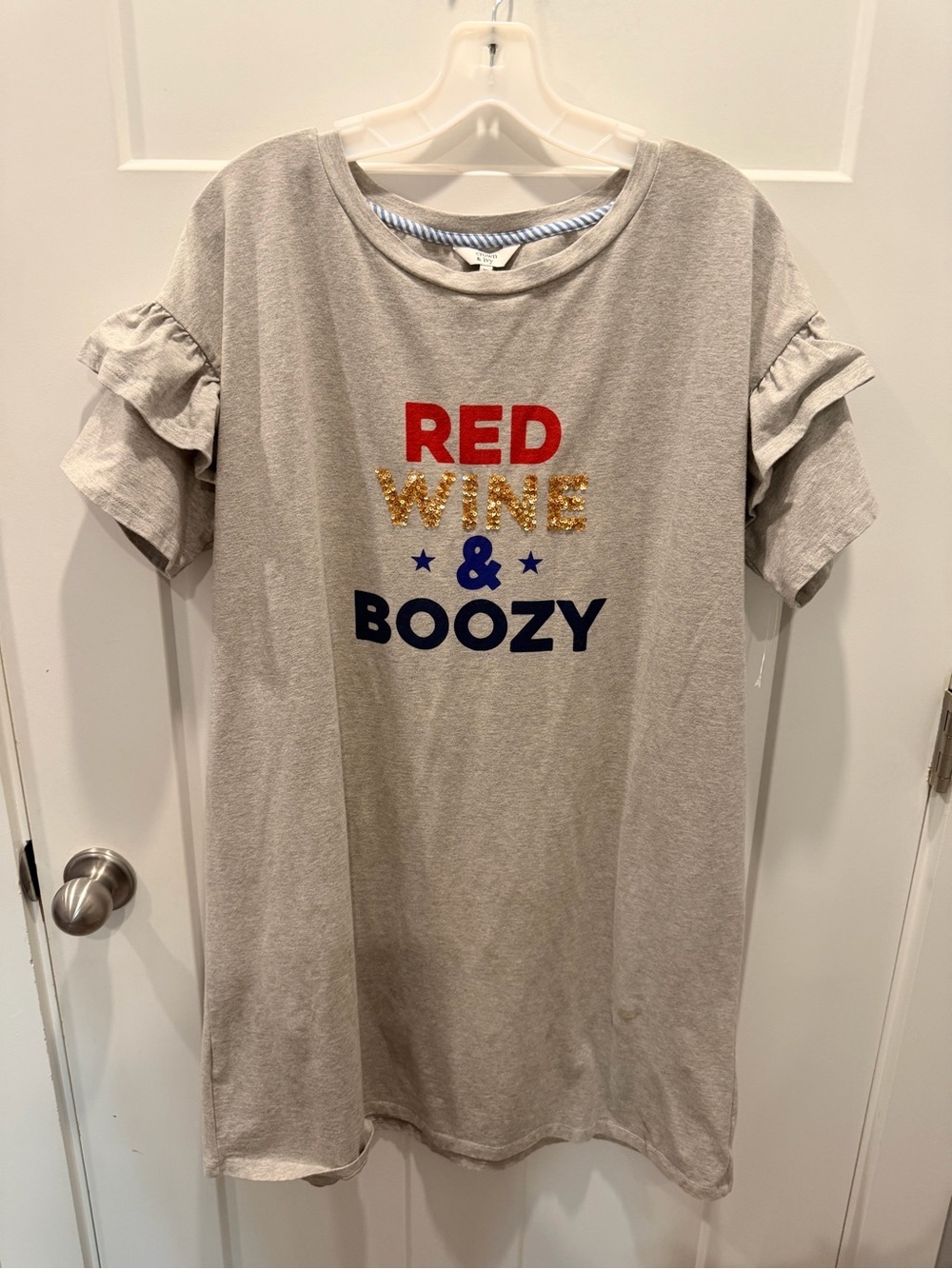 Crown & Ivy Red Wine & Boozy Lounge Dress Tunic Shirt XL